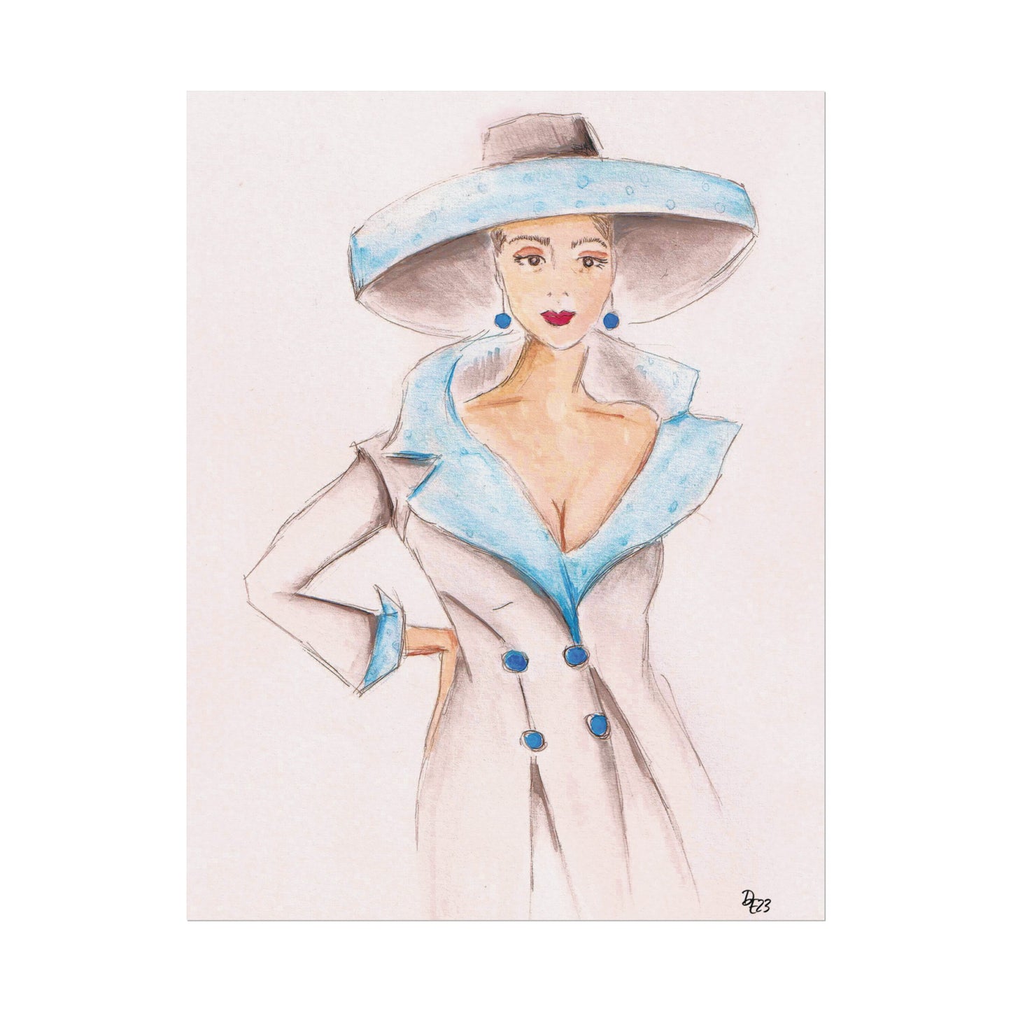 "Yes, I Am" Watercolor Print (lady in blue)