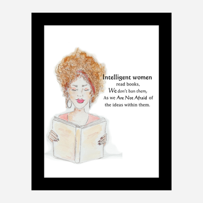"Intelligent Women Read Books" Paper Art Print -  Framed/Unframed (Headband girl)